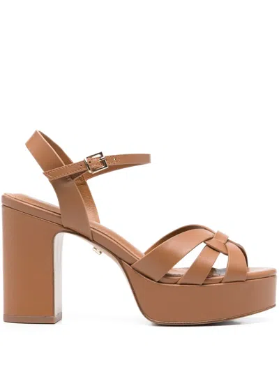 Lola Cruz 95mm Leather Sandals In Brown