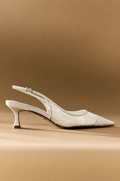 Lola Cruz Alberta Lace Kitten Pumps In White