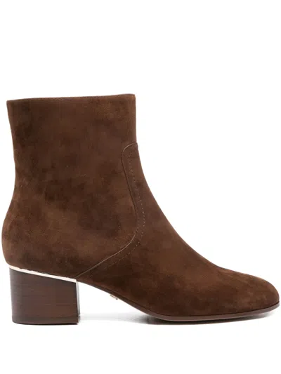 Lola Cruz Block-heel Suede Boots In Brown