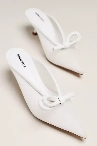 Lola Cruz Bow Mule Heels In White