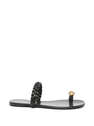 Lola Cruz Braided Thong Sandals In Black