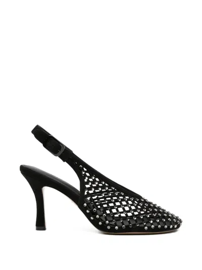 Lola Cruz Bruna Studded Net Pumps In Black