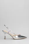 LOLA CRUZ CARMEN 85 PUMPS IN SILVER LEATHER