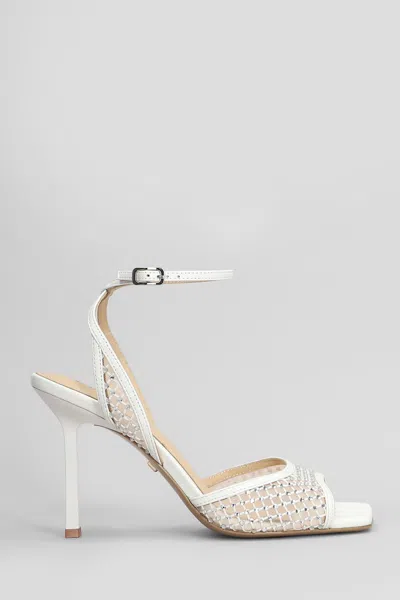 Lola Cruz Carmen 95 Sandals In White Leather And Fabric