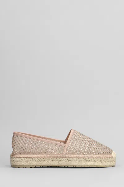 Lola Cruz Carmen Espadrilles In Powder Leather And Fabric In White