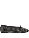 Lola Cruz Crystal-embellished Bow-detail Ballet Flats In Black