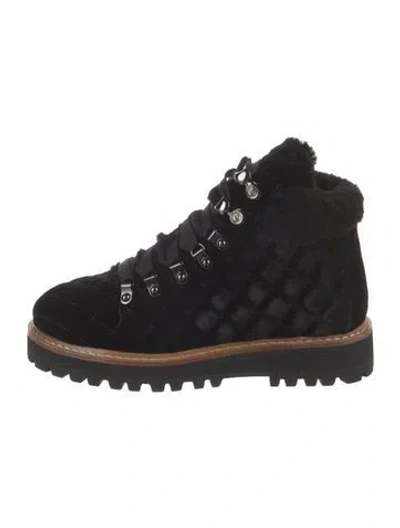 Pre-owned Lola Cruz Crystal Hiking Boots In Black