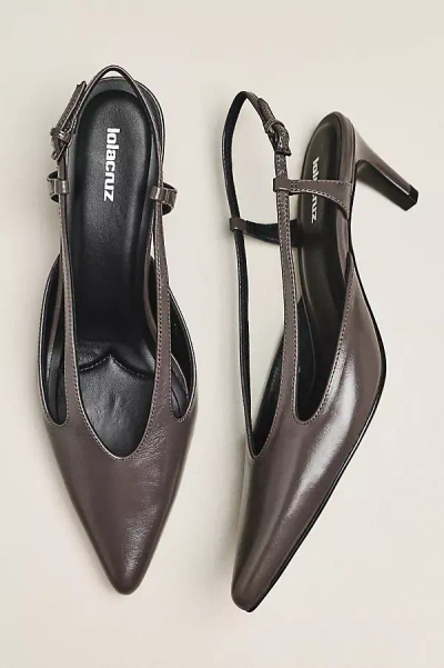 Lola Cruz Cutout Slingback Kitten Heels In Black