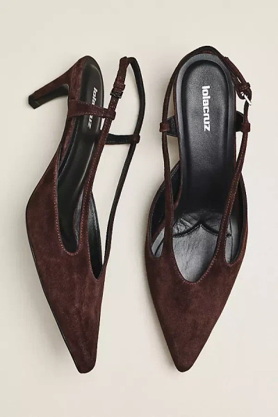 Lola Cruz Cutout Slingback Kitten Heels In Black