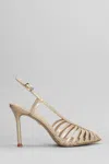 Lola Cruz Metallic Slingback Sandals In Powder