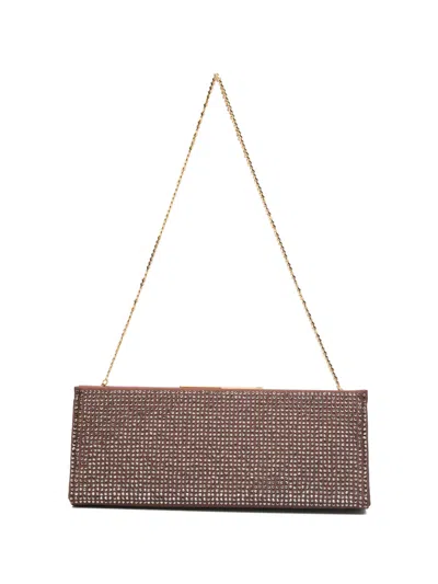 Lola Cruz Écla Rhinestone Chain-strap Clutch Bag In Brown