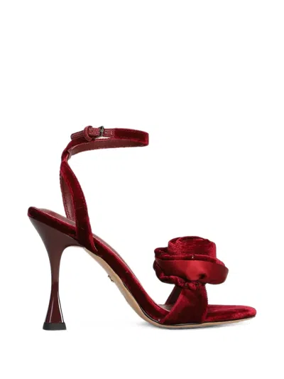 Lola Cruz Fiorella Ankle-strap Heeled Sandals In Red