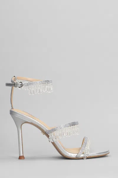 Lola Cruz Flamenca 95 Sandals In Silver Leather