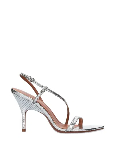 Lola Cruz Francesca Metallic Sandals In Silver