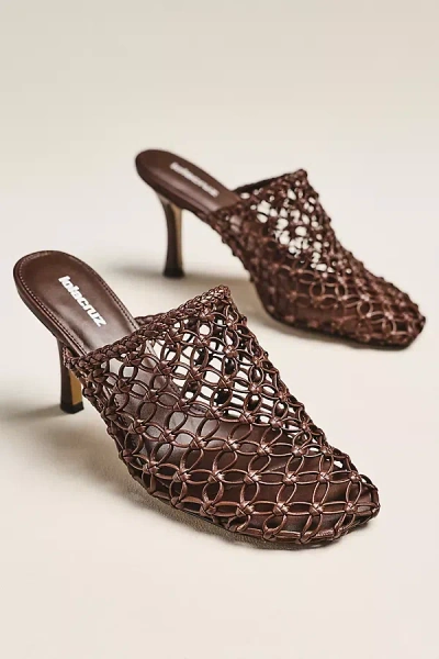 Lola Cruz Gara Woven Heeled Mules In Brown
