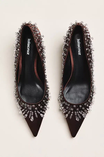 Lola Cruz Gem Heels In Brown