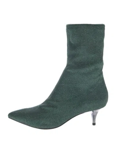 Pre-owned Lola Cruz Glitter Sock Boots In Green