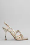 LOLA CRUZ GRETA 65 SANDALS IN PLATINUM LEATHER