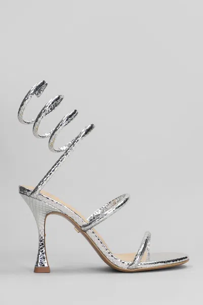 Lola Cruz Greta 95 Sandals In Silver Leather