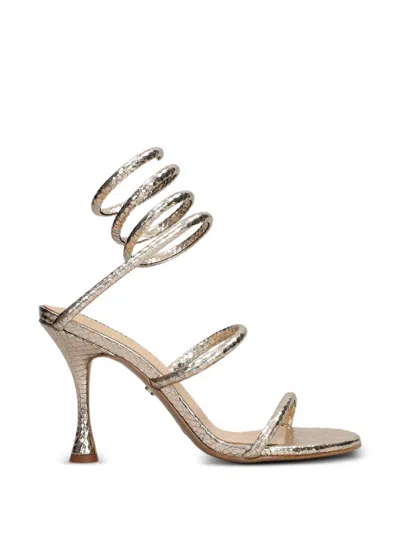 Lola Cruz Greta 95 Spiral Ankle Sandals In Gold
