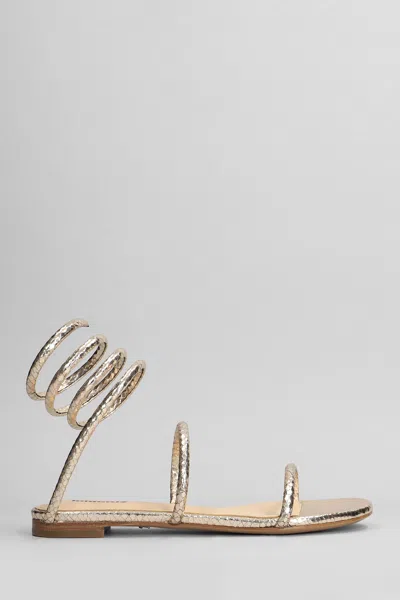 Lola Cruz Greta Flat Flats In Gold Leather