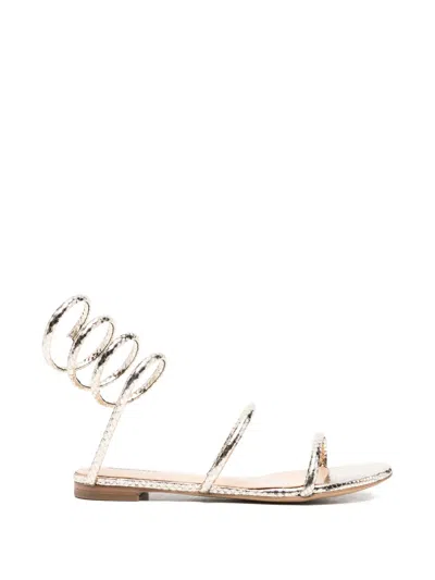 Lola Cruz Greta Spiral Strap Flat Sandals In Gold