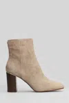 Lola Cruz High Heels Ankle Boots In Taupe Suede In Brown