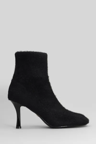 Lola Cruz High Heels Ankle Boots In Black Jersey