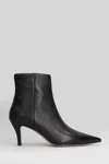Lola Cruz High Heels Ankle Boots In Black Leather In Black