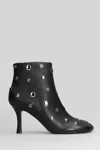 Lola Cruz High Heels Ankle Boots In Black Leather In Multi