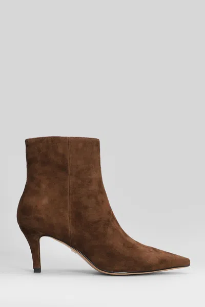 Lola Cruz High Heels Ankle Boots In Brown Suede