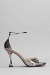 Lola Cruz Kumala 95 Sandals In Viola Leather In Argento