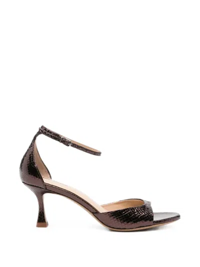 Lola Cruz Kumala Snakeskin-effect Buckle-fastening Sandals In Brown