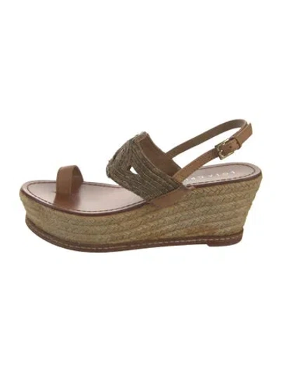 Pre-owned Lola Cruz Leather Colorblock Pattern Espadrilles In Neutral