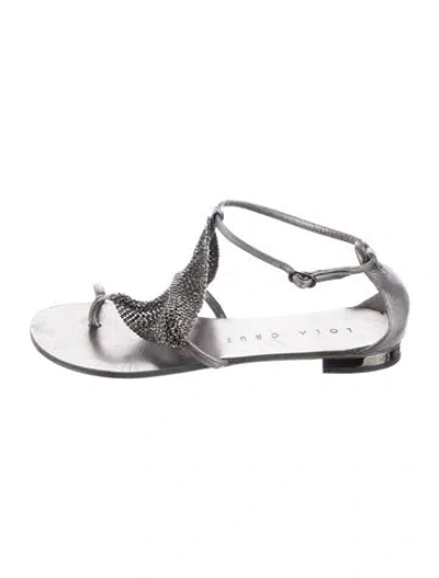 Pre-owned Lola Cruz Leather Crystal Embellishments Flats In Multi
