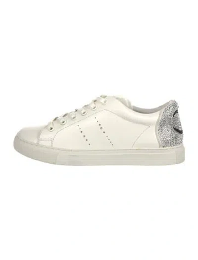Pre-owned Lola Cruz Leather Crystal Embellishments Sneakers In Neutral