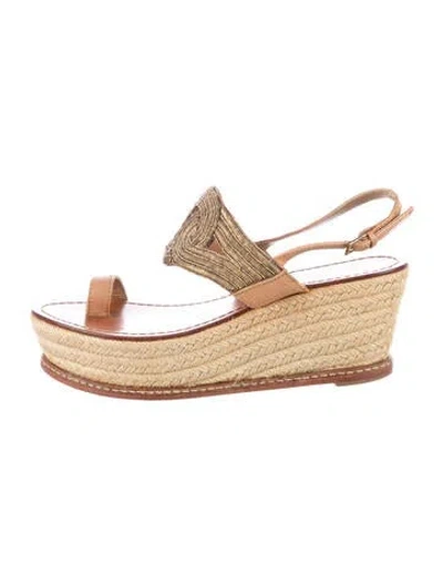 Pre-owned Lola Cruz Leather Espadrilles In Neutral
