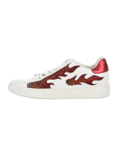 Pre-owned Lola Cruz Leather Graphic Print Sneakers In Red