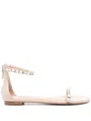 Lola Cruz Flats In Powder Leather In Neutral