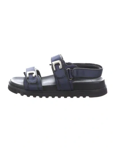 Pre-owned Lola Cruz Leather Sandals In Black/blue