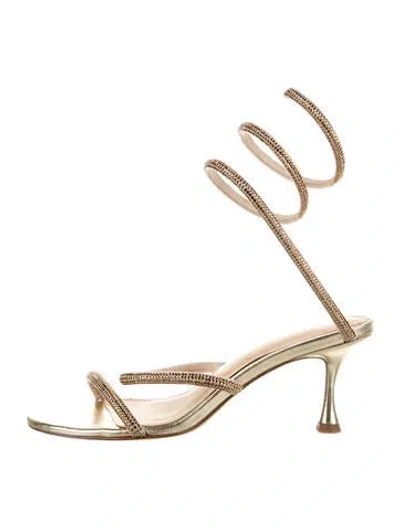 Pre-owned Lola Cruz Leather Sandals In Gold/metallic