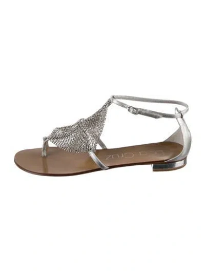 Pre-owned Lola Cruz Leather Sandals In Silver
