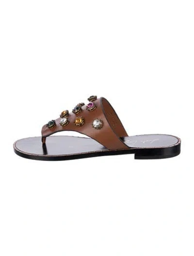 Pre-owned Lola Cruz Leather Slides In Brown