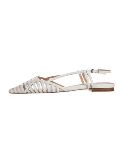 Pre-owned Lola Cruz Leather Slingback Flats In White