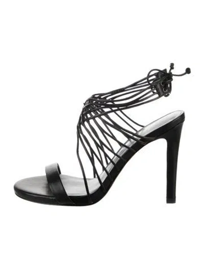 Pre-owned Lola Cruz Leather Slingback Sandals In Black