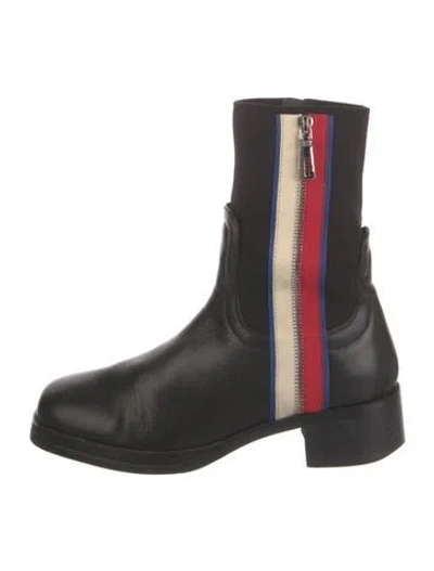 Pre-owned Lola Cruz Leather Striped Chelsea Boots In Black
