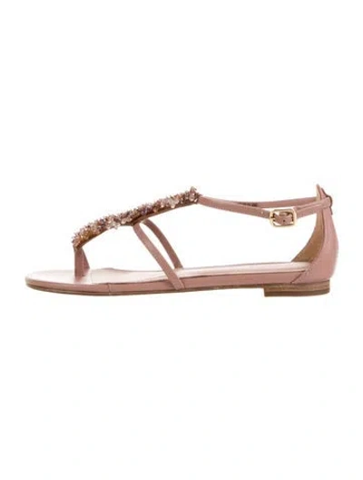 Pre-owned Lola Cruz Leather T-strap Sandals In Brown