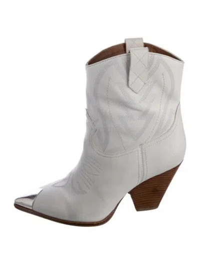 Pre-owned Lola Cruz Leather Western Boots In Gray