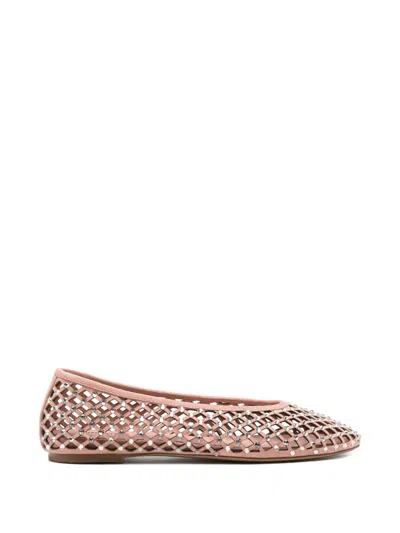 Lola Cruz Leonor Lattice Embellished Ballet Flats In Pink