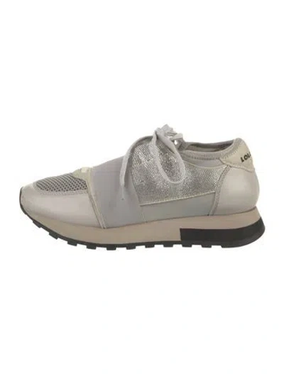 Pre-owned Lola Cruz Mesh Colorblock Pattern Athletic Sneakers In Gray